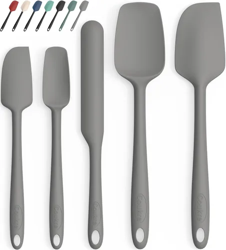 Miniatura 17 de Coukre Juego de 5 espátulas de silicona, resistentes a altas temperaturas, silicona de grado alimenticio, aptas para lavavajillas, para hornear