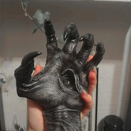 Miniatura 3 de DYFCNP Estatuas para colgar en la pared de la mano del demonio de la bruja, decoración gótica de arte de pared, decoración de bruja, escultura