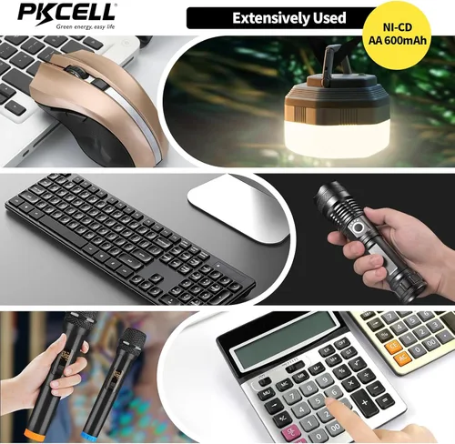 Miniatura 3 de PKCELL Paquete de 4 pilas AA 1.2V 600mAh NICD recargables doble A para luces solares (4 unidades)
