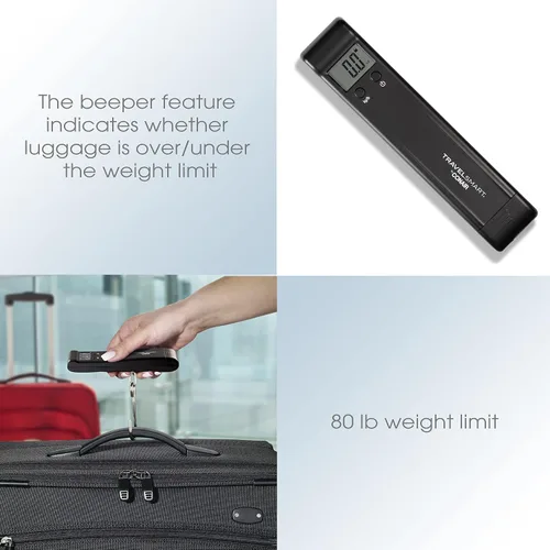 Miniatura 4 de Conair - Báscula digital de equipaje de 80 libras para viajes, báscula de equipaje de Travel Smart con alerta de sobrepeso, color negro
