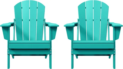 HDPE Laguna - Silla plegable de polietileno Adirondack (juego de 2), turquesa