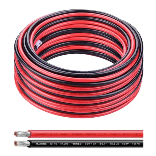 Miniatura 17 de Cable de calibre 6, iGreely 10 pies negro y 10 pies rojo 6 AWG cable eléctrico de cobre estañado, 2 cables aislados de un solo conductor trenzado