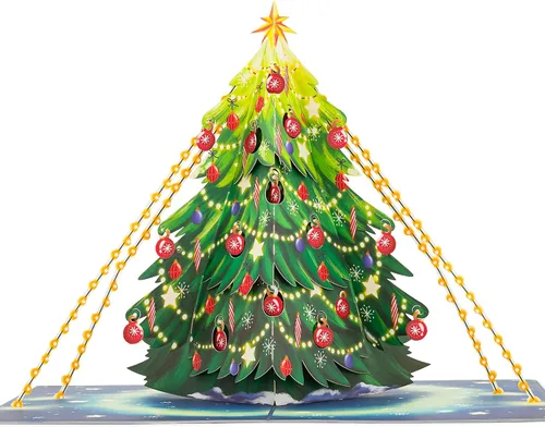 Miniatura 10 de POPWOW Tarjetas desplegables de tren de Navidad, Papá Noel, reno, tarjeta de felicitación de Navidad 3D, hermoso regalo para niños, marido, esposa