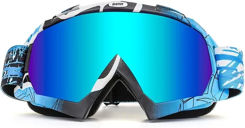Miniatura 26 de BATFOX Gafas de Motocicleta Gafas Protectoras Moto de Cross Motocross Seguridad ATV Táctica Conducción (Azul Negro, Adulto)
