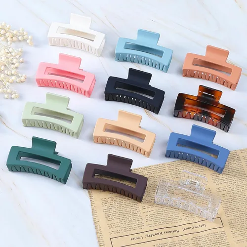 Miniatura 4 de Sisiaipu Accesorios Medianos para el Cabello de 3.5 Pulgadas - 12 Piezas Pinzas de Mandíbula Cuadradas para Cabello Grueso y Fino, Pinzas Básico