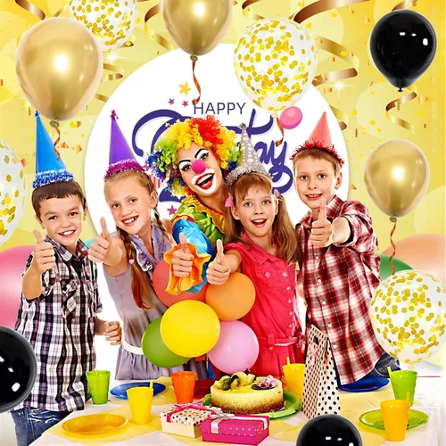 Miniatura 5 de Paquete de 50 globos de látex metálicos negros y dorados de 12 pulgadas con 1 rollo de cinta para decoración de cumpleaños, graduación, celebración