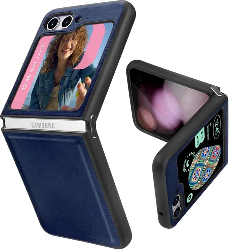 Miniatura 8 de Belemay Funda para Samsung Galaxy Z Flip 5, piel auténtica+TPU suave, protección delgada, a prueba de golpes, delgada Samsung Z Flip5, compatible
