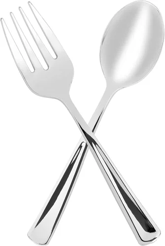 Miniatura 7 de Plasticpro Utensilios desechables de plástico dorado para servir, 6 tenedores y 6 cucharas, utensilios de servicio duraderos y resistentes