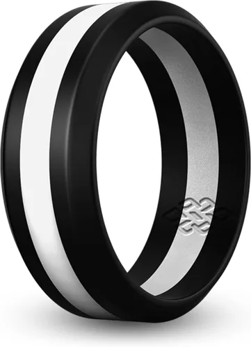 Miniatura 10 de Knot Theory Anillo de silicona a rayas para hombres y mujeres – color negro, gris, rojo, azul, naranja, amarillo, púrpura