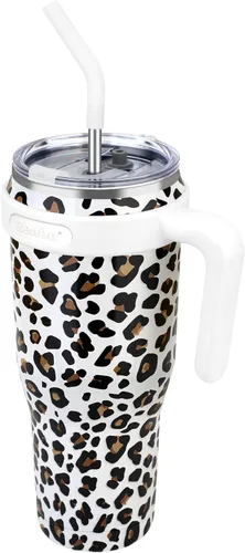 Miniatura 8 de Zenbo Vaso térmico de 50 onzas con asa y tapa con popote, vasos aislados de acero inoxidable, mantiene las bebidas frías hasta 34 horas, cabe