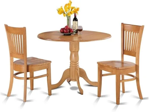 Miniatura 8 de East West Furniture DLVA3-BLK-W, juego de dinette de 3 piezas para espacios pequeños que incluye una mesa de comedor redonda con hojas abatibles y 2