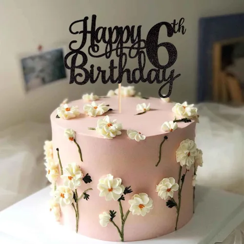 Miniatura 4 de 1 pieza de decoración de pastel de feliz 6º cumpleaños con purpurina para 6 años, palillo de pastel número 6, fabulosa decoración de pasteles