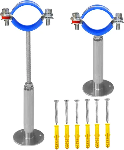 Miniatura 16 de Soportes de tubería de montaje en techo para montaje en pared, abrazaderas de tubo ajustables, perchas, acero inoxidable 304, 2 piezas adecuadas