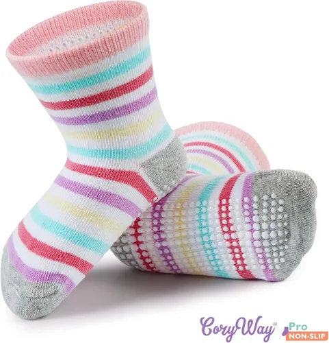 Miniatura 4 de CozyWay Non Slip Toddler Socks 612 Pairs with Grip for Boys Girls Baby Infants Kids Anti Skid Cotton Crew Socks 1-9 Years