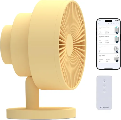 Miniatura 10 de Windmill Ventilador inteligente - Circulador de aire 2 en 1 ultra silencioso con control remoto - Ventilador de refrigeración compacto de 5 Blanco