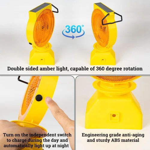 Miniatura 6 de Luces de advertencia industriales solares, inalámbricas, impermeables, recargables, luces de advertencia de barricada, señal de tráfico intermitente