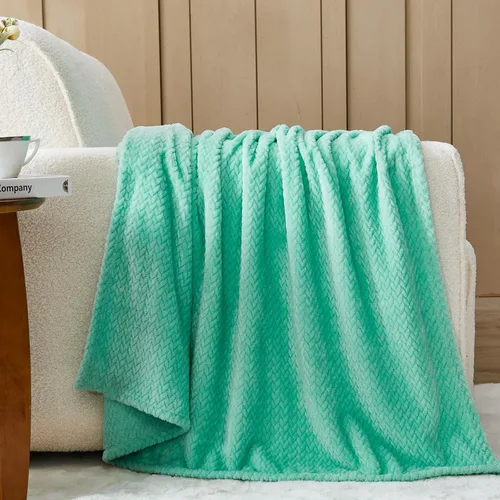 Miniatura 2 de NEWCOSPLAY Manta de Tiro Súper Suave Aqua Franela Sedosa Premium Fleece con Patrón de Hojas Ligera Manta de Cama para Uso en Todas las Estaciones