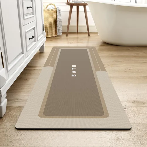 Miniatura 14 de MontVoo -Alfombra de baño, antideslizante, súper absorbente, resistente a las manchas, de secado rápido, delgada, para baño, suelo, bañera, tocador