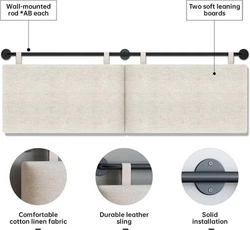 Miniatura 3 de Cabeceros para cama de tamaño Queen, cabecero montado en la pared con tapicería de lino fino y acolchado de botones, cabecera de altura ajustable