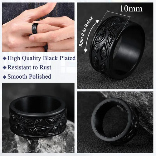 Miniatura 4 de FaithHeart All-Seeing Eye Ring for Men Stainless Steel Eye of Providence Signet Rings Egypt Mythology Amulet Thumb Ring for Dad Father Jewelry Gift