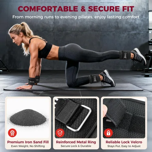 Miniatura 2 de BAGAIL Pesas de tobillo para mujeres y hombres, un par de pesas de 1/2/4/6/8/10 libras con diseño elegante y ajuste seguro para caminar, correr