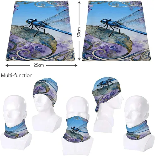 Miniatura 8 de Sun UV Protection Neck Gaiter Upf 50+ Balaclava Ski Dragonfly Jacaranda Leaf Face Mask Summer Face Cover Scarf Breathable Bandana for Fishing
