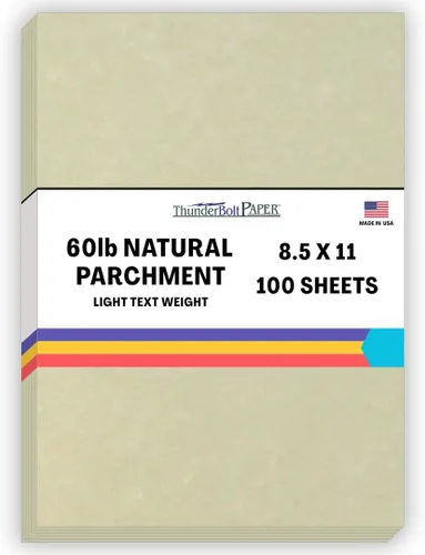 Miniatura 3 de 100 hojas de papel de pergamino natural con texto 60# (enlace = 24), 4.25 x 11 pulgadas, tamaño media carta, corte largo, 60 libras, no es