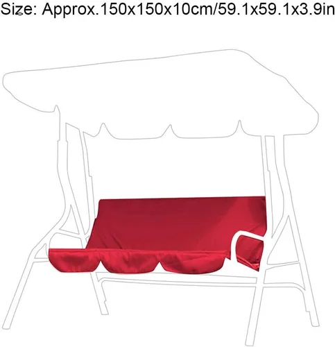 Miniatura 7 de AMONIDA Funda de asiento de columpio, de tres plazas, para patio, patio, jardín, silla de columpio (59.1 x 19.7 x 3.9 pulgadas) (rojo)