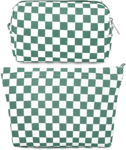 Miniatura 9 de SOIDRAM 2 Piezas de Bolsa de Maquillaje a Rayas Grande, Bolsa de Cosméticos de Cordura de Gran Capacidad, Bolsa de Lona Mixta de Artículos de Rayas