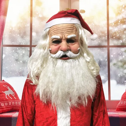 Miniatura 3 de Máscara vieja de barba blanca de Navidad, Santa Claus realista para mujeres, disfraz de Halloween, Navidad, abuela, abuelo, anciana, anciana