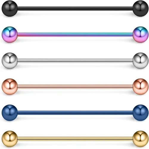Miniatura 4 de Ruifan Piercing para el cuerpo del cartílago de la barra industrial calibre 16, joyería de 1 3/8 pulgadas (1.378 in)