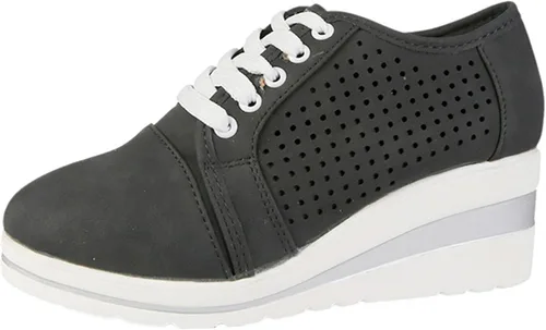 Miniatura 4 de Tenis de moda de plataforma para mujer, estilo casual, con parte inferior gruesa, tacones altos, caña baja, zapatos de lona para patineta, punta