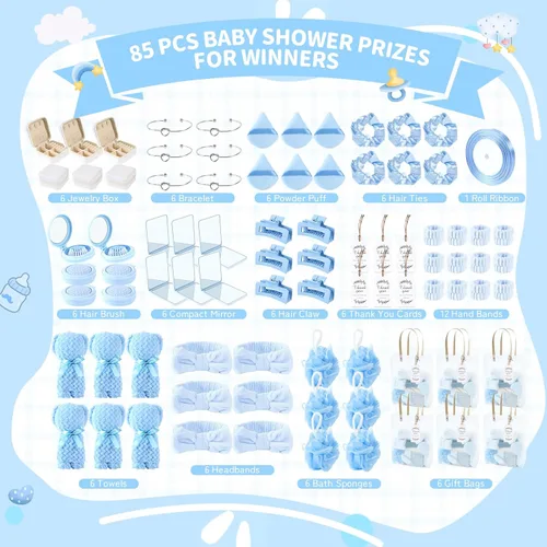 Miniatura 2 de 85 piezas de premios de baby shower para ganadores del juego, regalos de baby shower, incluyendo diadema, cepillo para el pelo, espejos, caja