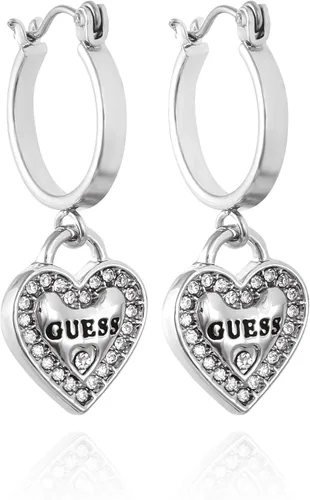 GUESS Aro de museo con logotipo de corazón, Metal, No es una piedra preciosa