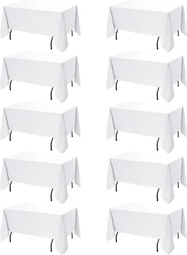 Miniatura 30 de Paquete de 6 manteles negros para mesas cuadradas, 54 x 54 pulgadas, tela de poliéster resistente a las manchas para mesas de 2 pies, manteles