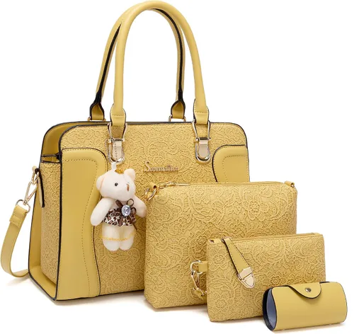 Miniatura 33 de Bolsos de mano de moda para mujer, bolsa de hombro, asa superior, bolsa de mano, juego de 4 piezas