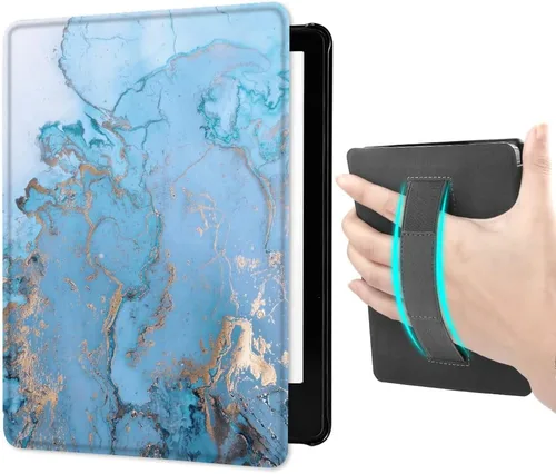 Miniatura 10 de Funda para Kindle Paperwhite (6.8", 11.ª generación, versión 2021) con correa de mano, funda inteligente rígida de PC con función de encendido