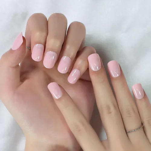 Uñas postizas de gel UV rosa brillante, uñas postizas a presión, uñas cortas y redondas, arte de manicura reutilizable en casa, para mujeres,