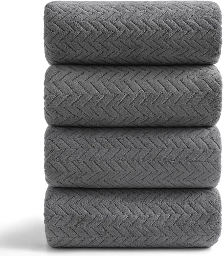 Miniatura 23 de Ferdilan - Juego de 4 toallas de baño grandes de 35 x 70 pulgadas, 600 GSM, ultra suaves y absorbentes, para silla de baño, color negro, toallas