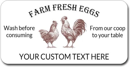 (3.8 x 1.7 pulgadas) Etiquetas adhesivas personalizadas para cartón de huevos frescos de granja, etiquetas adhesivas personalizadas de huevo de