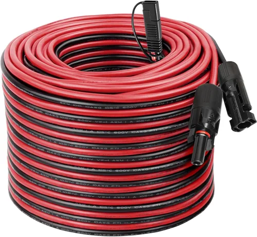 Miniatura 16 de 2 piezas de 1 pie de cable adaptador de panel solar a SAE - Cable de extensión de conector SAE 10AWG para kit de cargador de batería de panel solar
