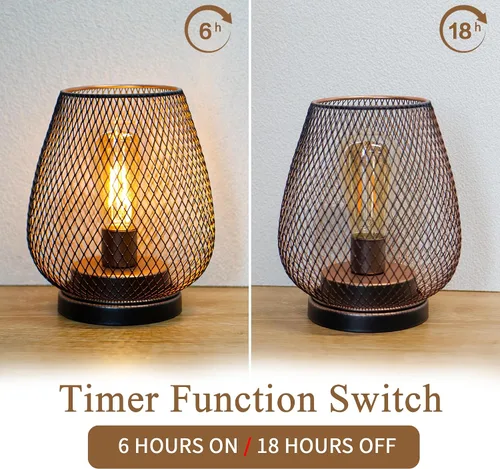 Miniatura 4 de JHY DESIGN Juego de 2 faroles LED de jaula de metal alimentados por batería, luz de acento inalámbrica con LED y temporizador de 6 horas, ideal