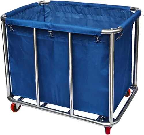 Miniatura 9 de Carrito de lavandería comercial con ruedas, carrito de lavandería grande de 11.35 bushel, cesta de lavandería comercial de acero inoxidable Azul