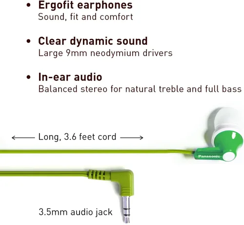 Miniatura 2 de Panasonic ErgoFit - Auriculares intraurales con cable, 0.138 in Jack in-Ear con sonido dinámico cristalino y ultra suaves ergonómicos de ajuste