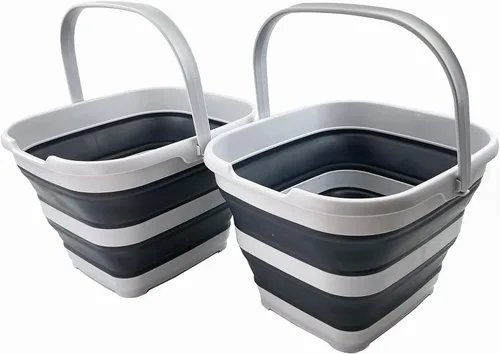 Miniatura 15 de SAMMART Cesta rectangular plegable de 10 litros (2.6 galones) (gris/negro (juego de 2))