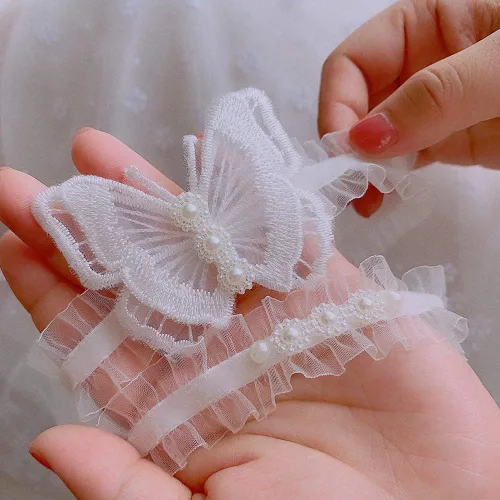 Miniatura 5 de Kathsofy Liguero de boda para novia de encaje con flores florales, talla única