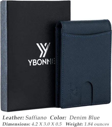 Miniatura 6 de Cartera plegable de bloqueo RFID compacta funcional para hombres, hecha del cuero genuino más fino