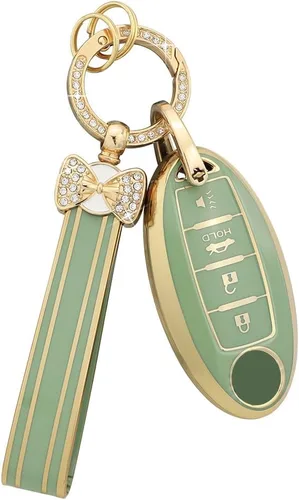 PIFOOG Key Fob Cover Fit for Nissan 4 Button Altima Rogue Sentra Kicks Armada Murano Pathfinder Versa Titan Leaf Accessories Green Car Keys Case