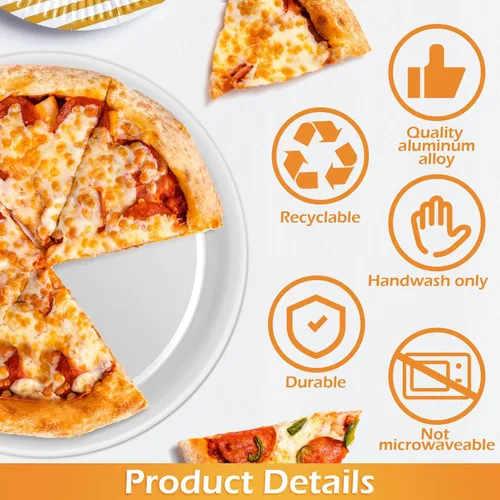 Miniatura 3 de Bokon Juego de 12 bandejas de pizza de 8 pulgadas para horno, antiadherentes, redondas, de aluminio, para pasteles, bandejas, hornear, restaurante