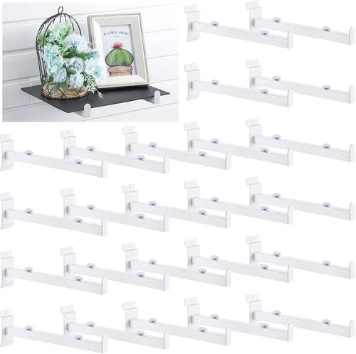 Zonon 24 piezas de soporte de estante de pared de 12 pulgadas, estantes de pared de listones resistentes, ganchos de exhibición, accesorios para